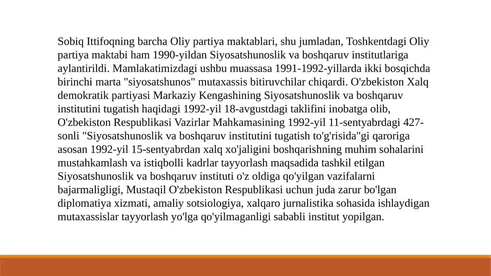 Mustaqillik yillarida O‘zbekistоnda siyosatshunоslik fanining shakllanishi va rivоjlanishi, siyosiy bilimning zarurligi va ahamiyati 4