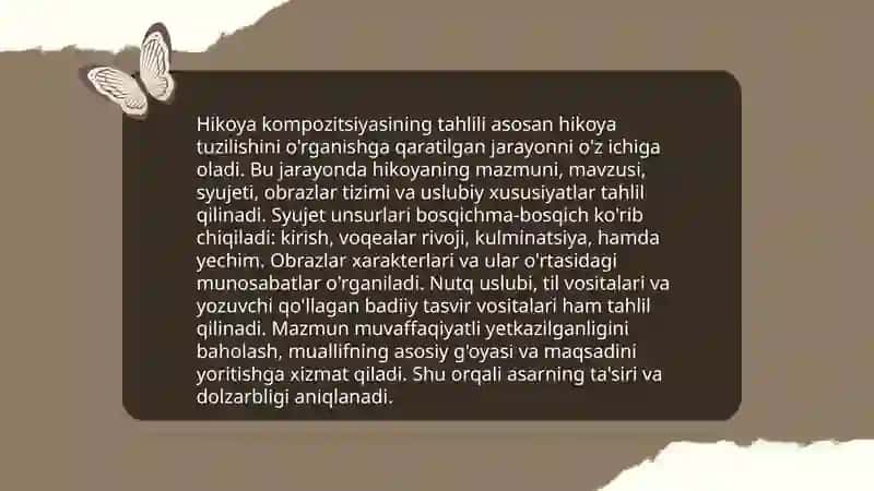 Modernistik hikoyalar tahlili. "Evrilish" misolida 4