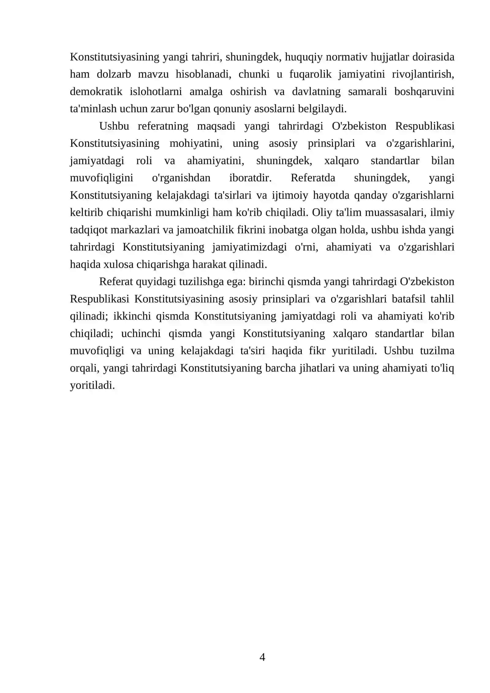Yangi tahrirdagi Oʻzbekiston Respublikasi Konstitutsiyasi mohiyati va qabul qilish zaruriyati 4
