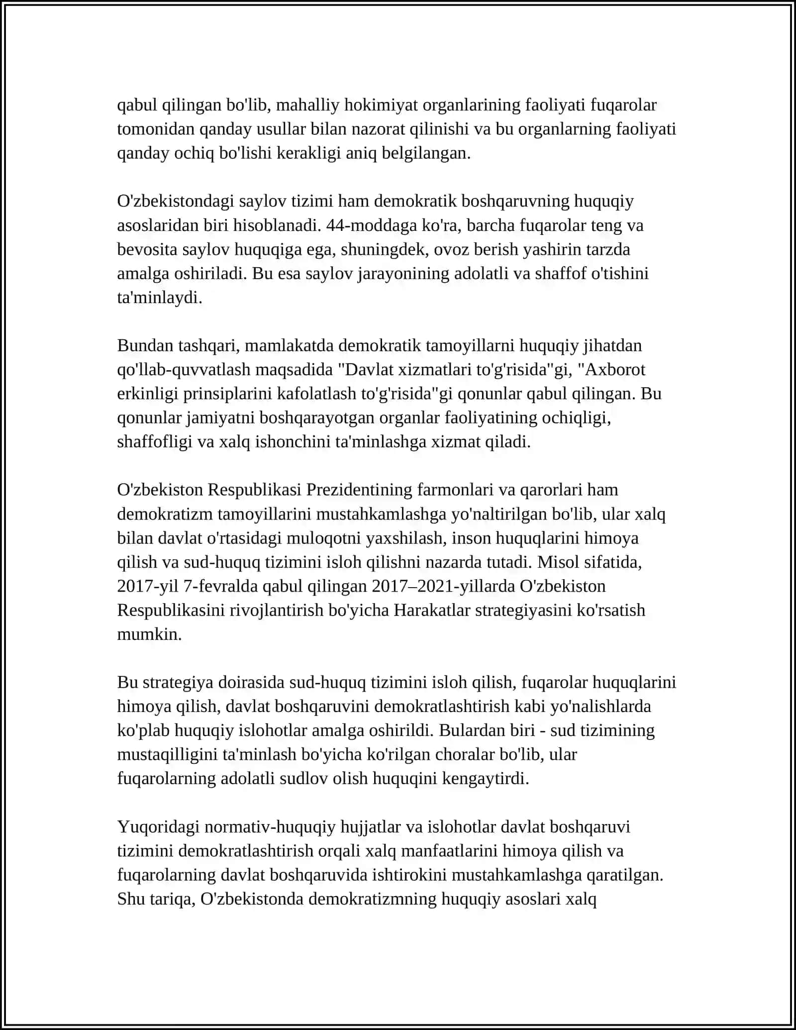 JINOYAT HUQUQIDA “DEMOKRATIZM” PRINSIPI NIMANI ANGLATADI? 4