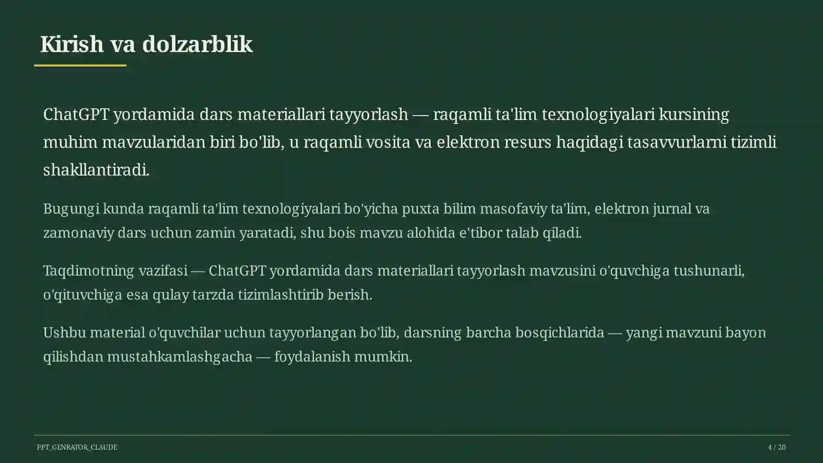 Dars materiallari tayyorlash 4