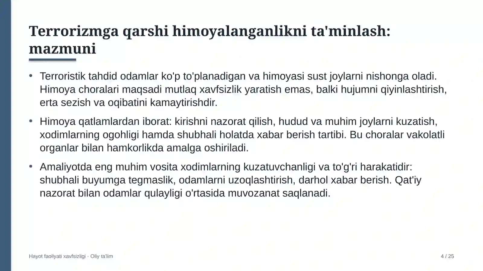turoperatorlik kompaniyalarida terrorizmga qarshi himoyalanganlikni ta'minlash 8114 4