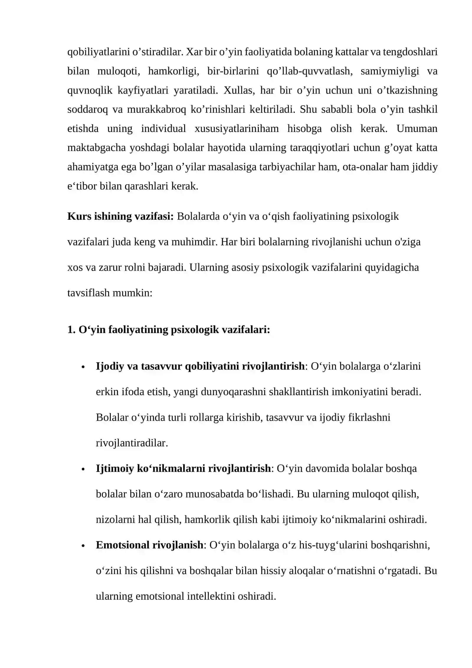 Bolalarda òyin va òqish faoliyatining psixologik moslashuvi 4