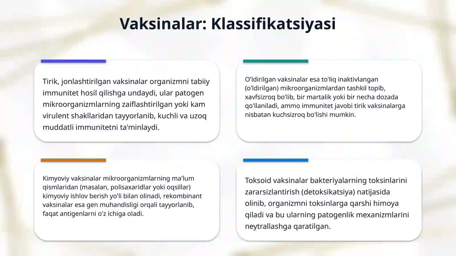 Vaksina va immun zardoblar: klassifikatsiyasi, olinishi, ishlatilishi va asoratlari 4