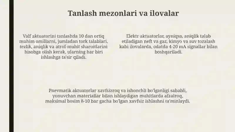 Kran aktuatorlarining turlari 4