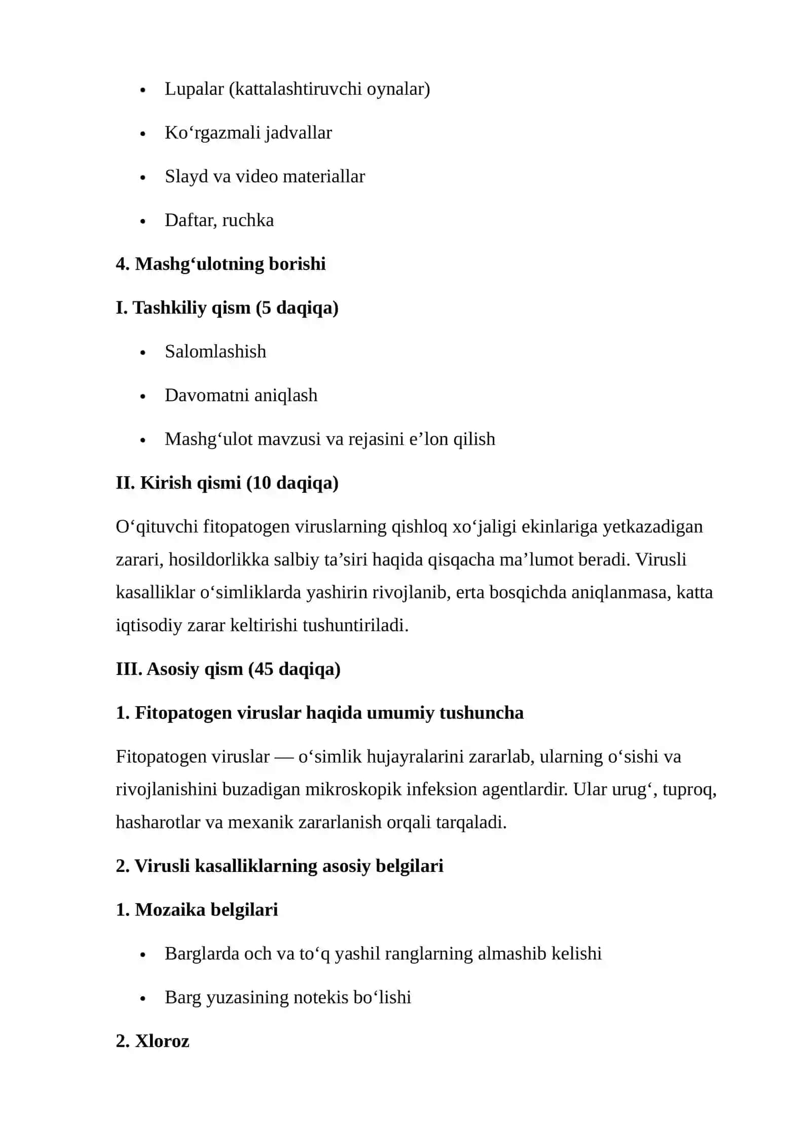 Virusli kasalliklarning belgilarini fitopatogen viruslar misolida o‘rganish 4