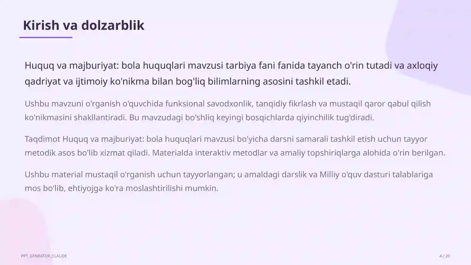 Huquq va majburiyat: bola huquqlari (8-sinf) 4
