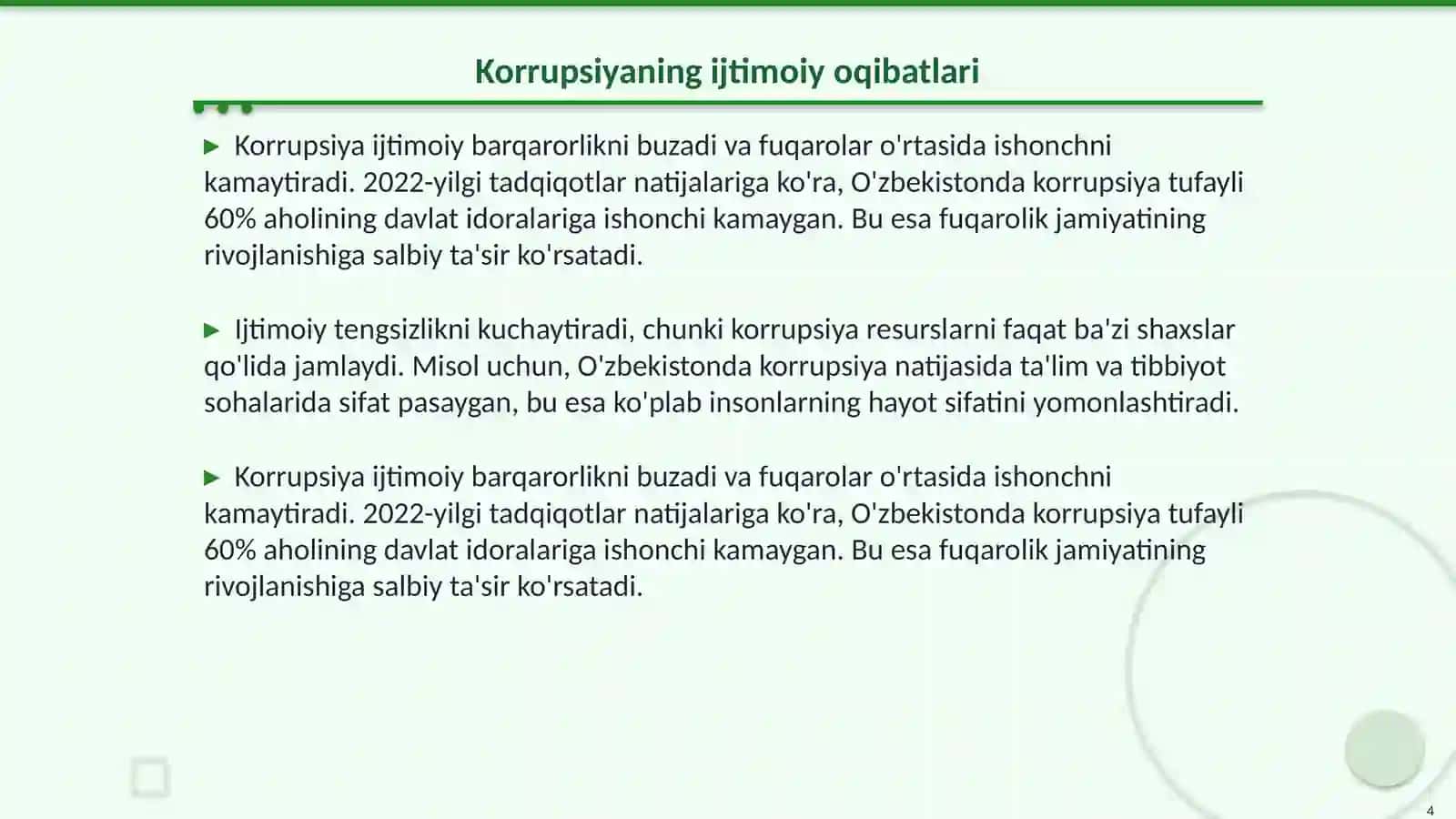 Korrupsiyaning mohiyati, oqibatlari va unga qarshi kurash 4