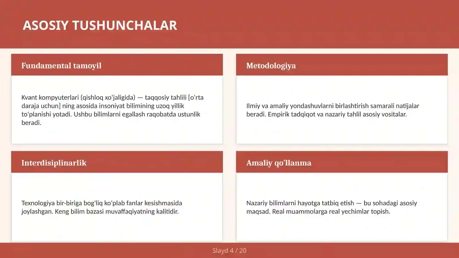 Kvant kompyuterlari (qishloq xo'jaligida) — taqqosiy tahlili [o'rta daraja uchun] 4