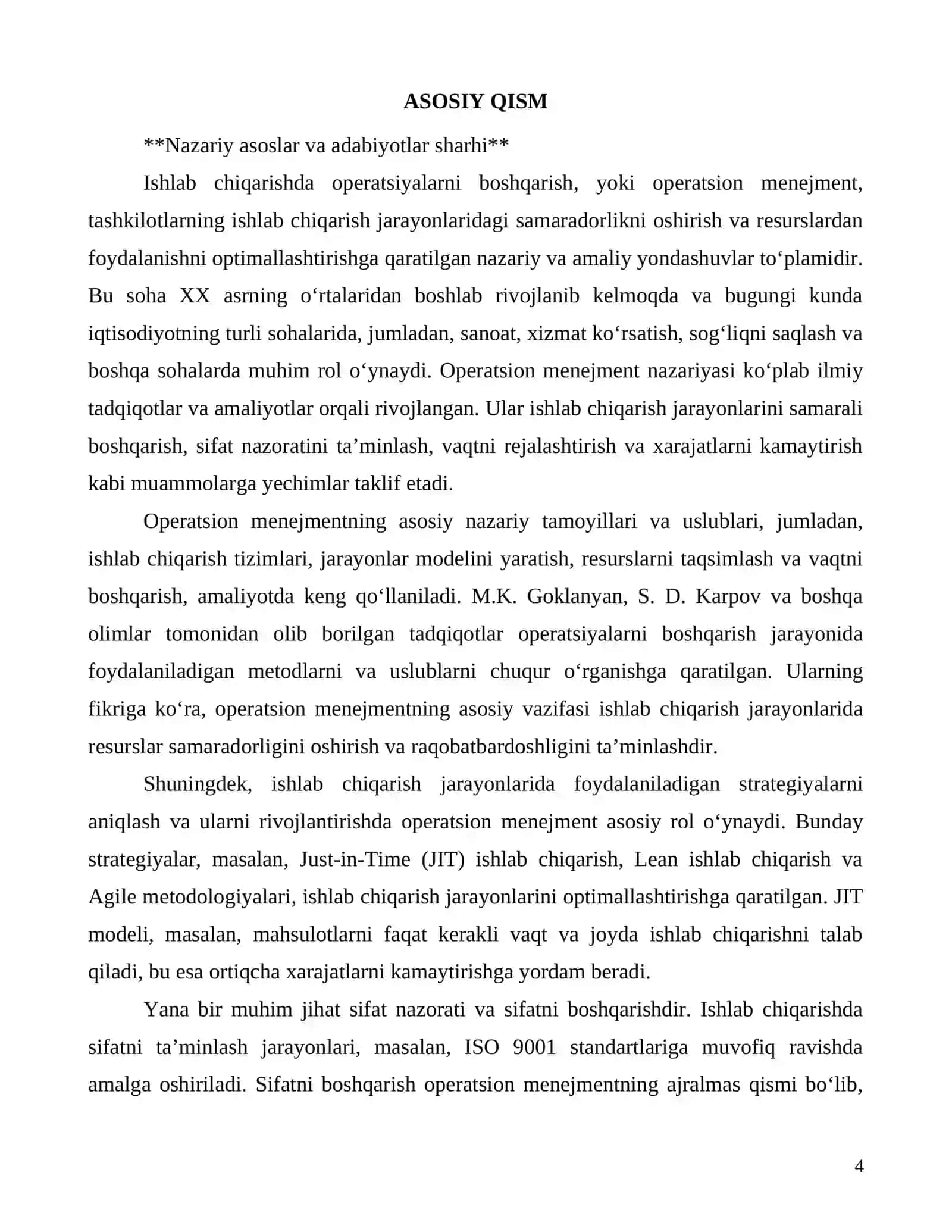 Ishlab chiqarishda operatsiyalarni boshqarish va uning ahamiyati 4