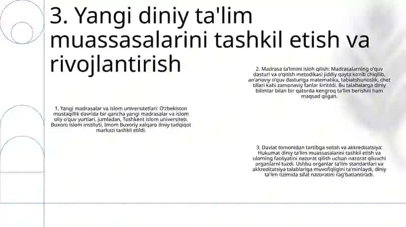 Oʻzbekistonda Mustaqillik Yillarida Diniy TaʼLim Tizimida Amalga Oshirilgan Islohotlar 4