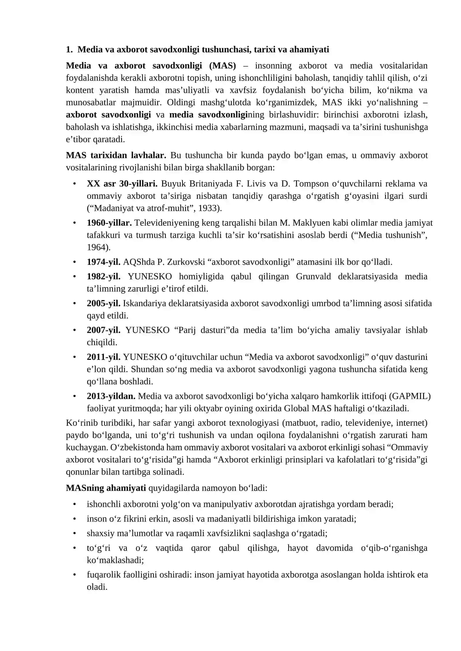 Media va axborot savodxonligi  OMT modul bo'yicha 2026-2027 4