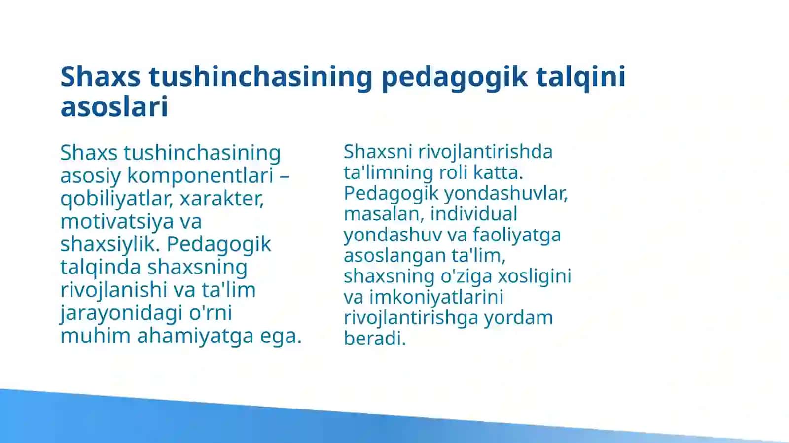 Shaxs tushinchasining pedagogik talqini 4