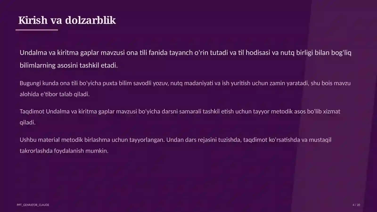 Undalma va kiritma gaplar (8-sinf) 4