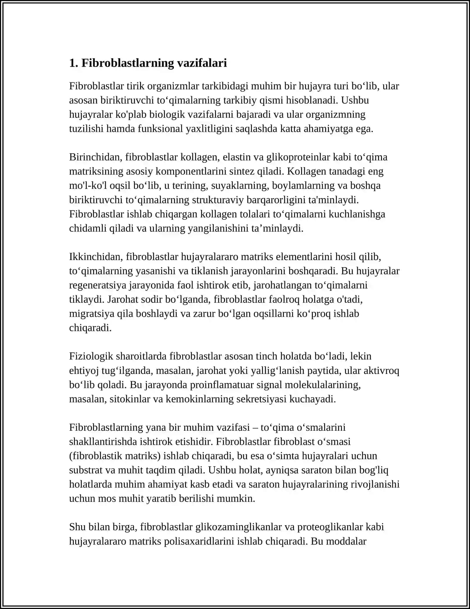 FIBROBLASTLARNING JAROHATNING BITISHI VA CHANDIQ HOSIL BOʻLISHIDAGI ROLI 4