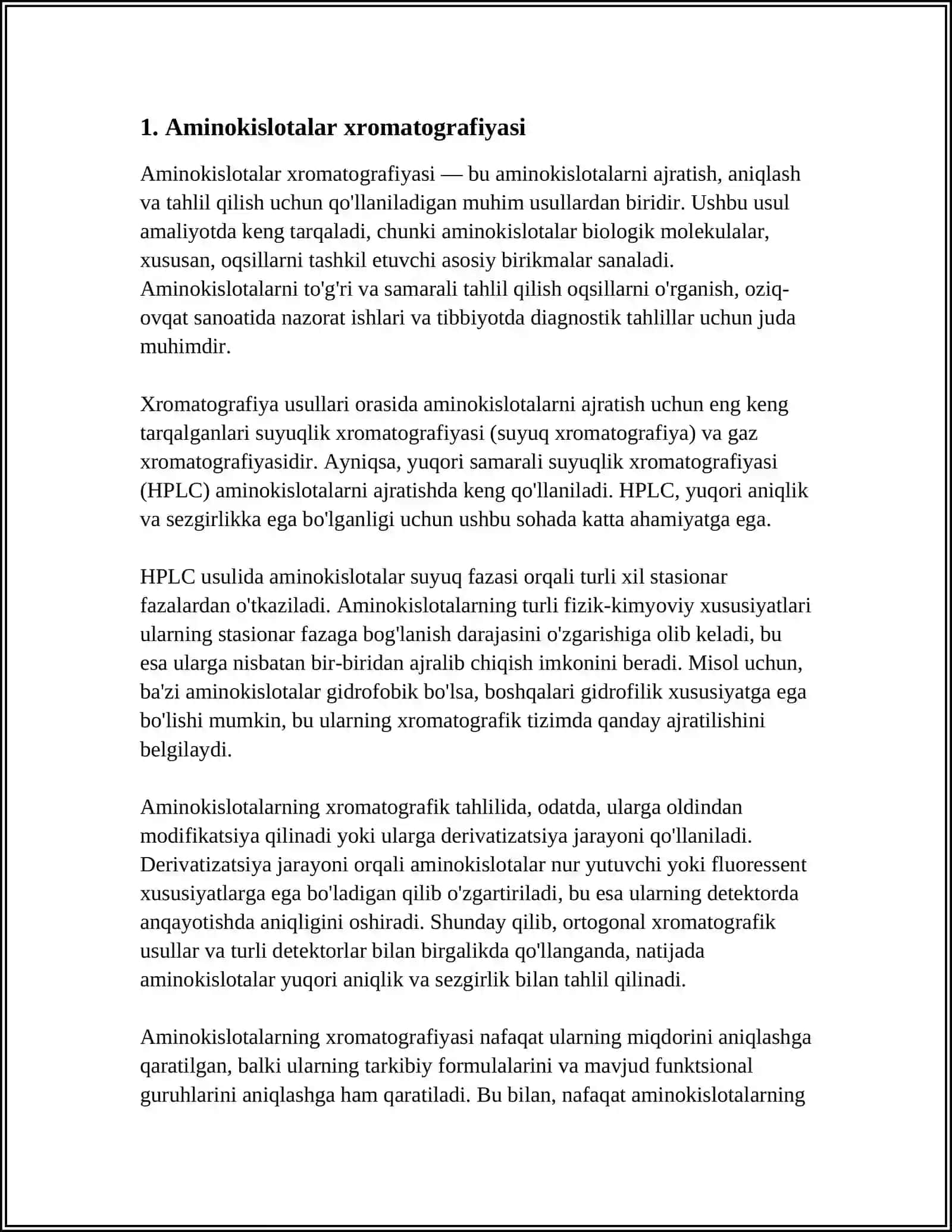 AMINOKISLOTALAR AJRATIB OLISH VA IDENTIFIKATSIYA USULLARI 4