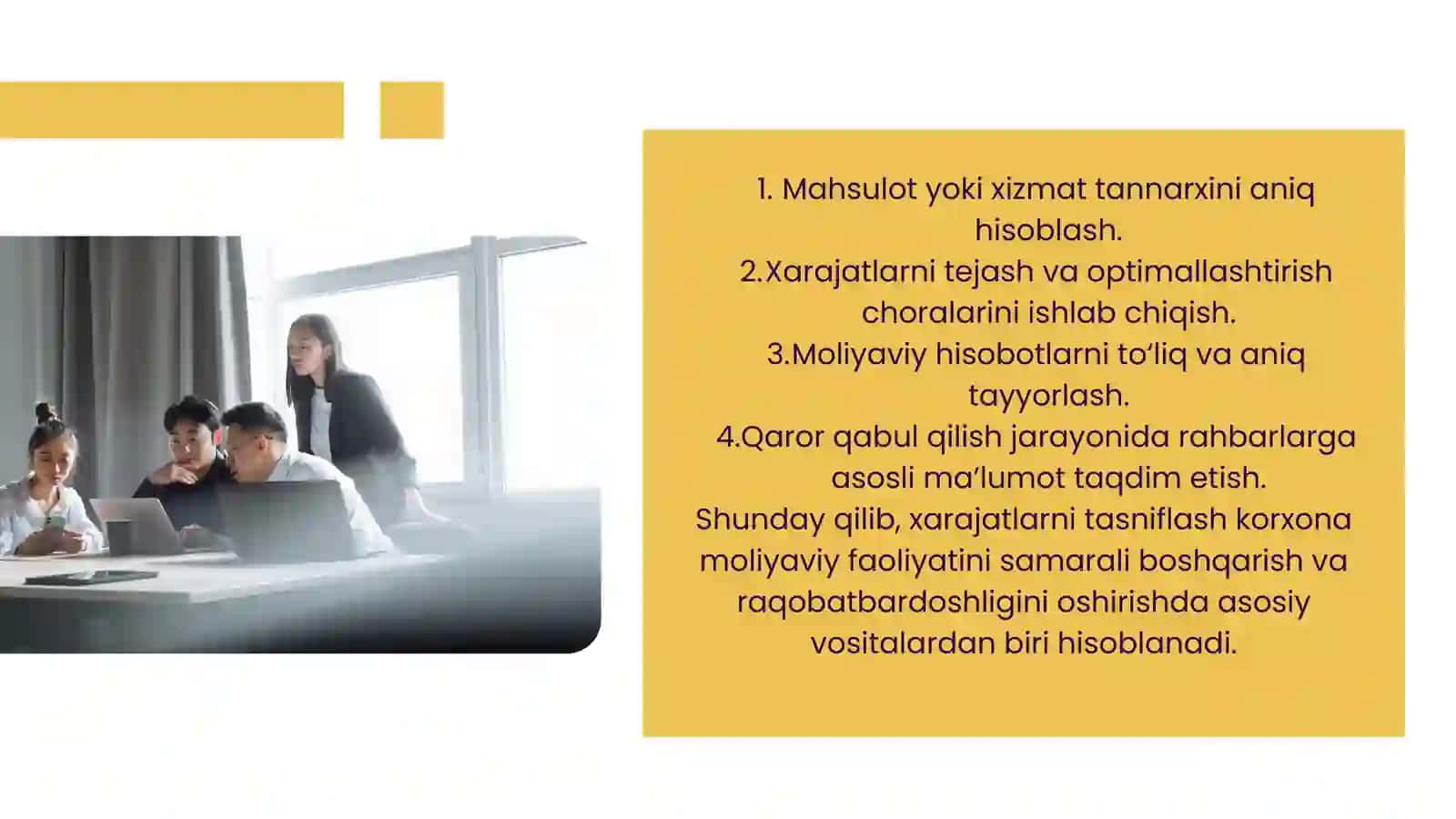 HARAJATLARINI TASNIFLASH 4