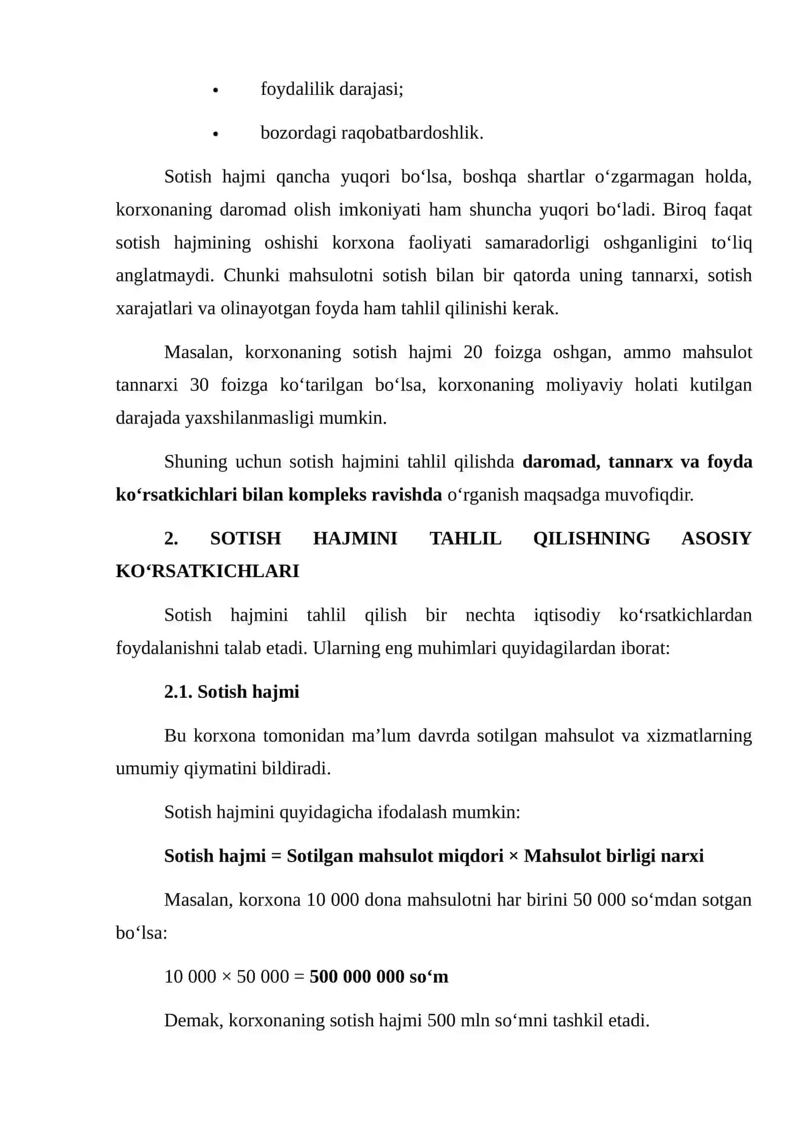 XO‘JALIK YURITUVCHI SUBYEKTLARNING SOTISH HAJMINI TAHLILI 4