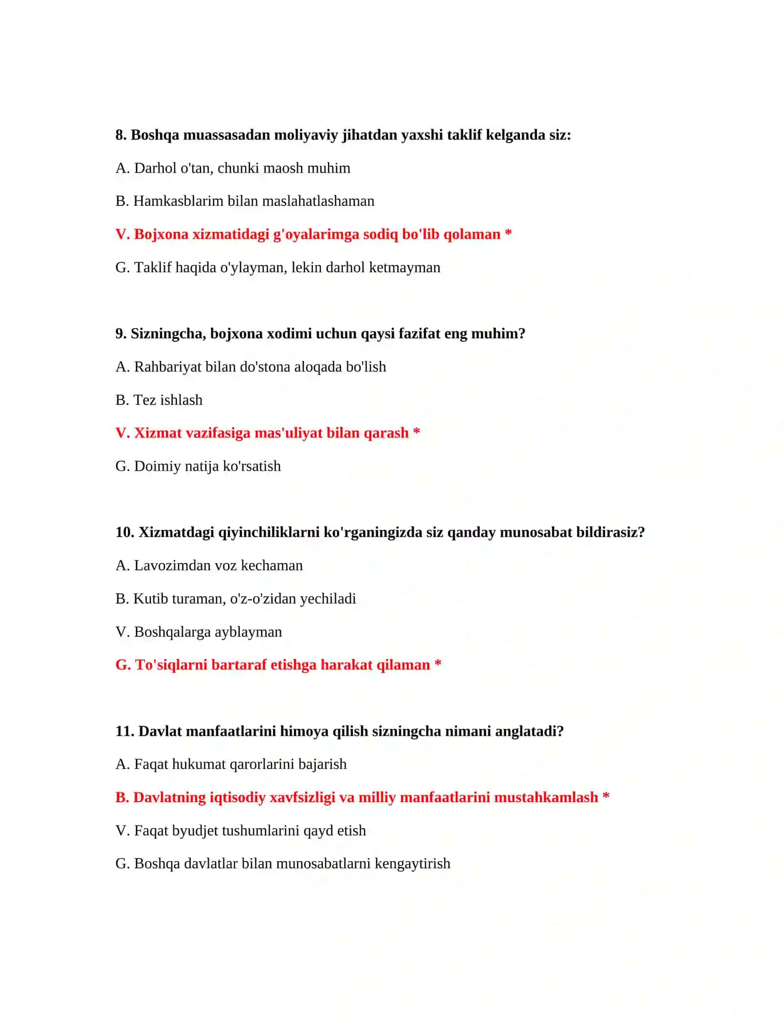 Bojxona psixologik savollari 2026 4
