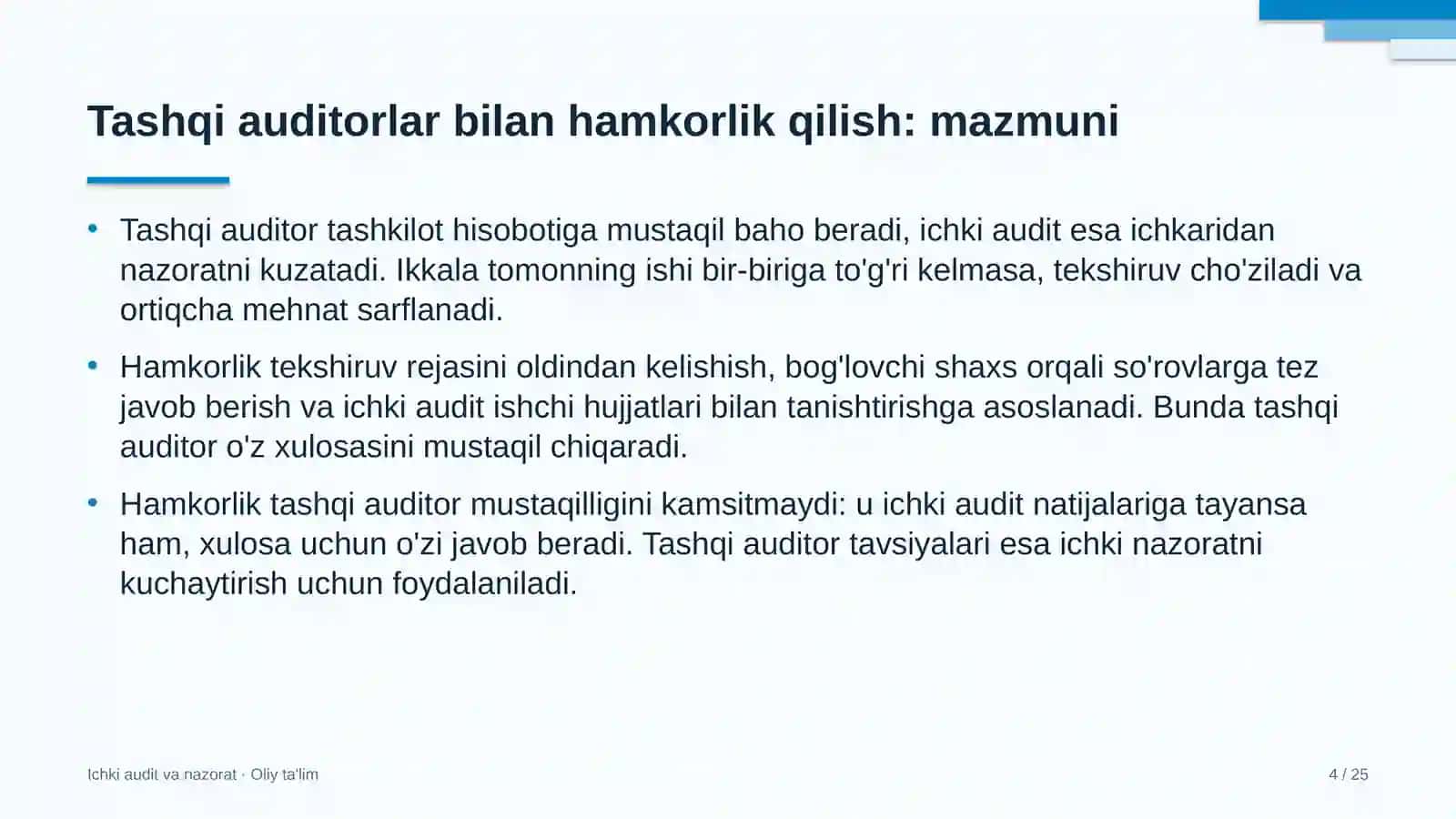 optik tolali aloqa tarmoqlarida tashqi auditorlar bilan hamkorlik qilish 3132 4