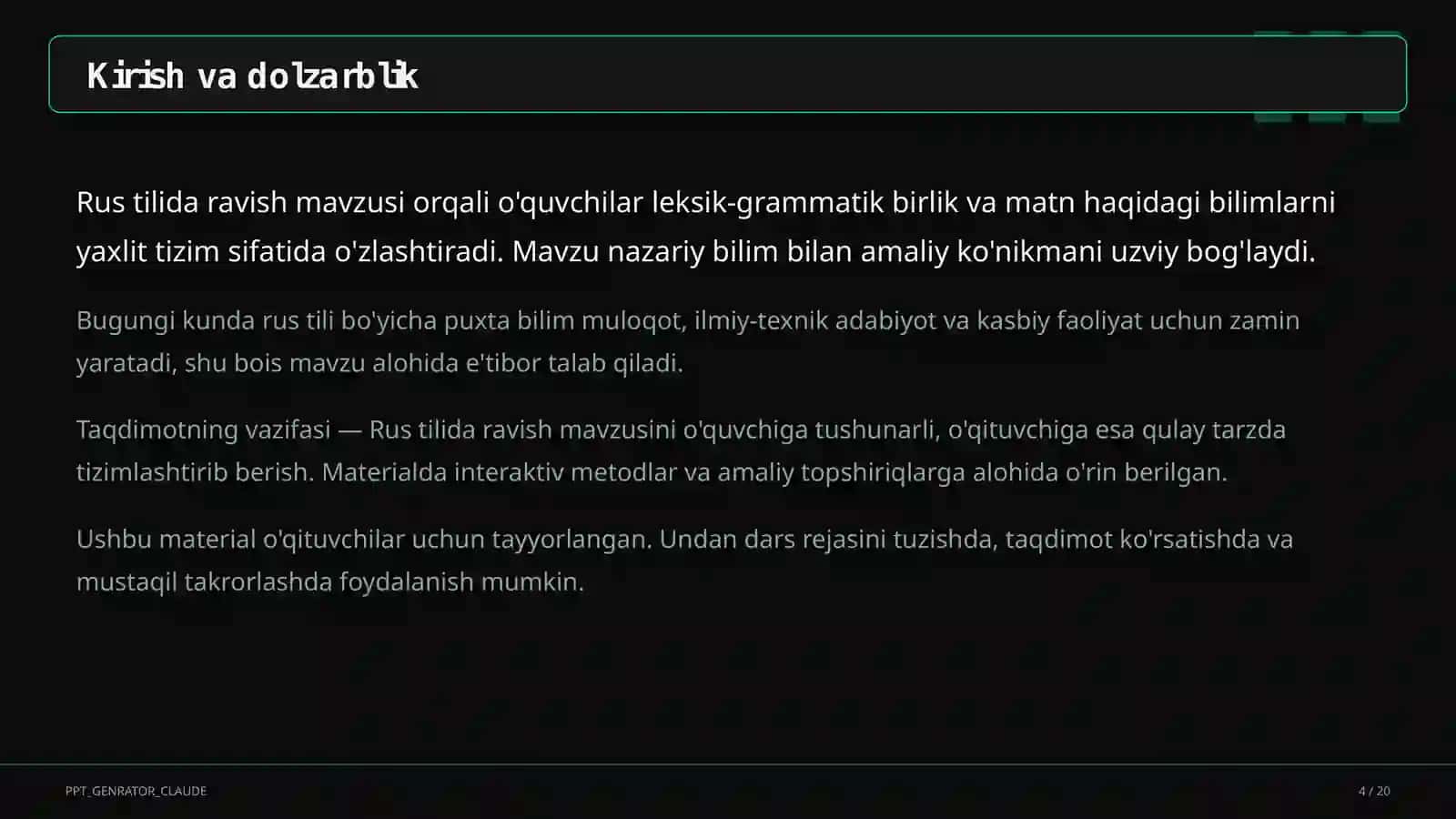 Rus tilida ravish (7-sinf) 4