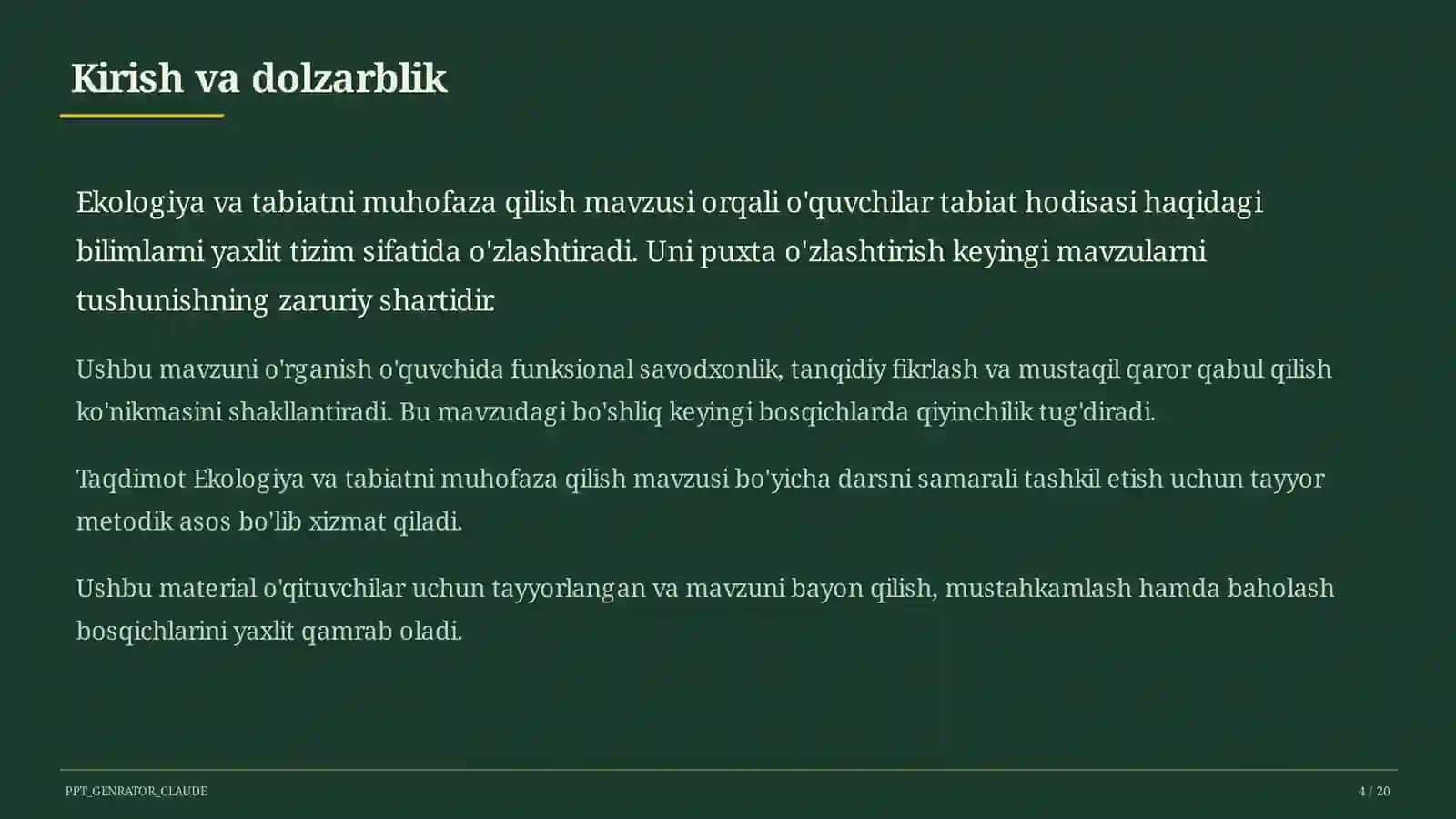 Ekologiya va tabiatni muhofaza qilish (4-sinf) 4