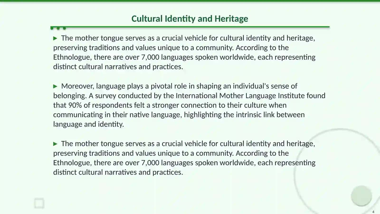 The use of the mother tongue 4