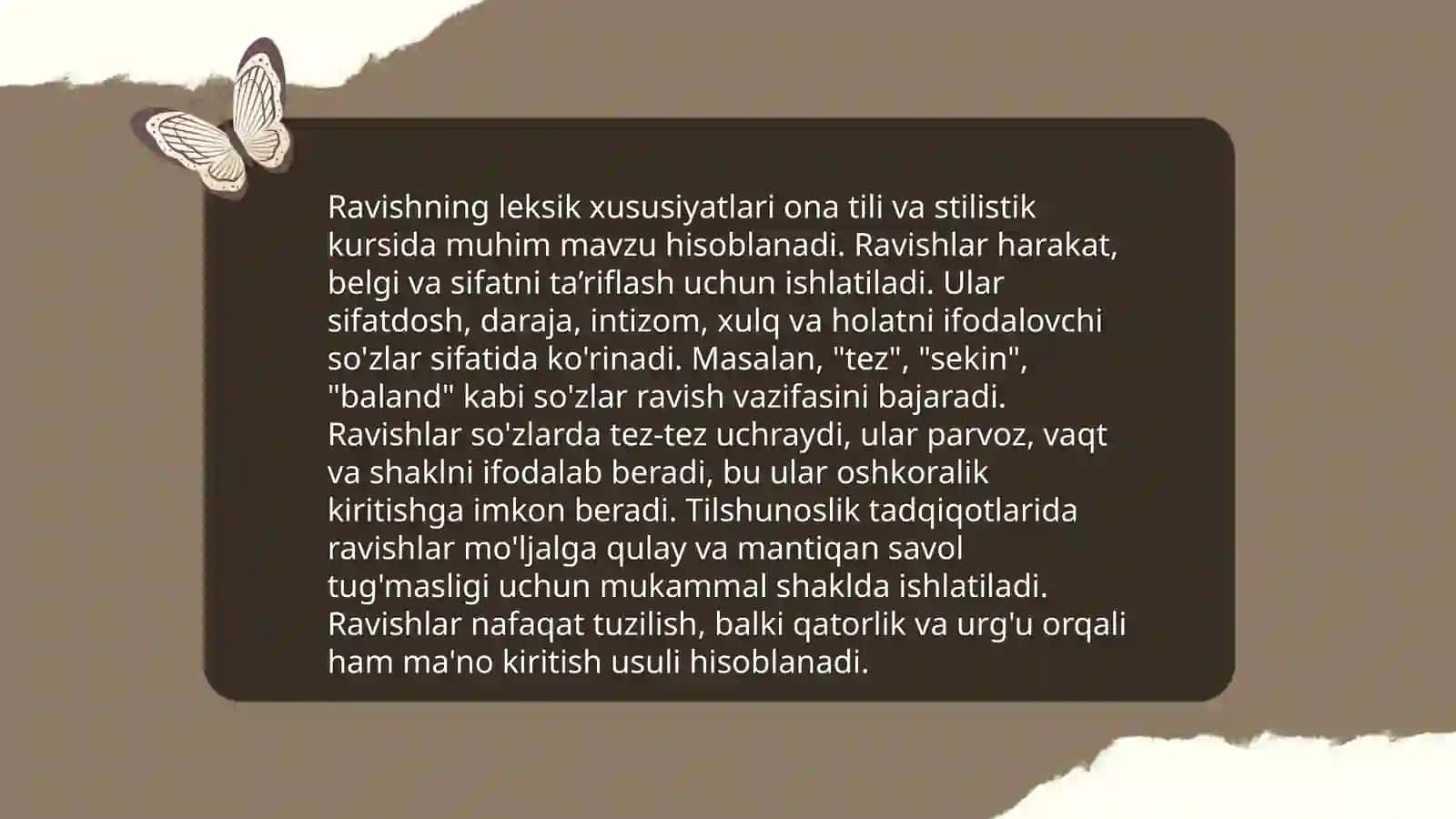 Ravish soʻz turkumi uning leksik grammatik xususiyatlari 4