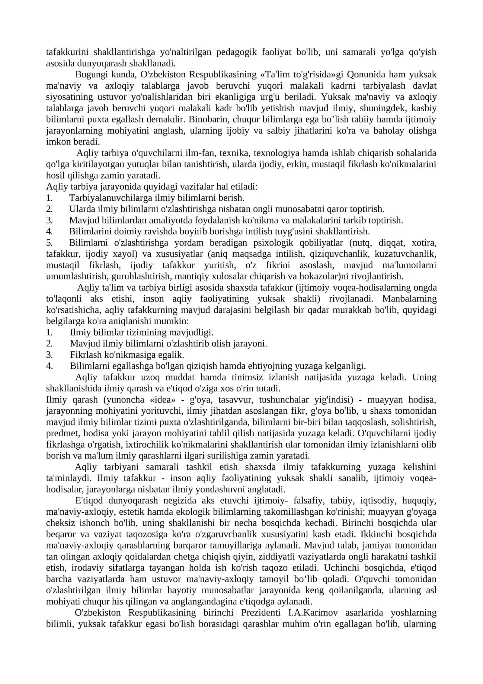 13-MA’RUZA: TA'LIM-TARBIYA JARAYONIDA ILMIY VA UMUMMADANIY DUNYOQARASHNI SHAKLLANTIRISH. (2 SOAT) 4