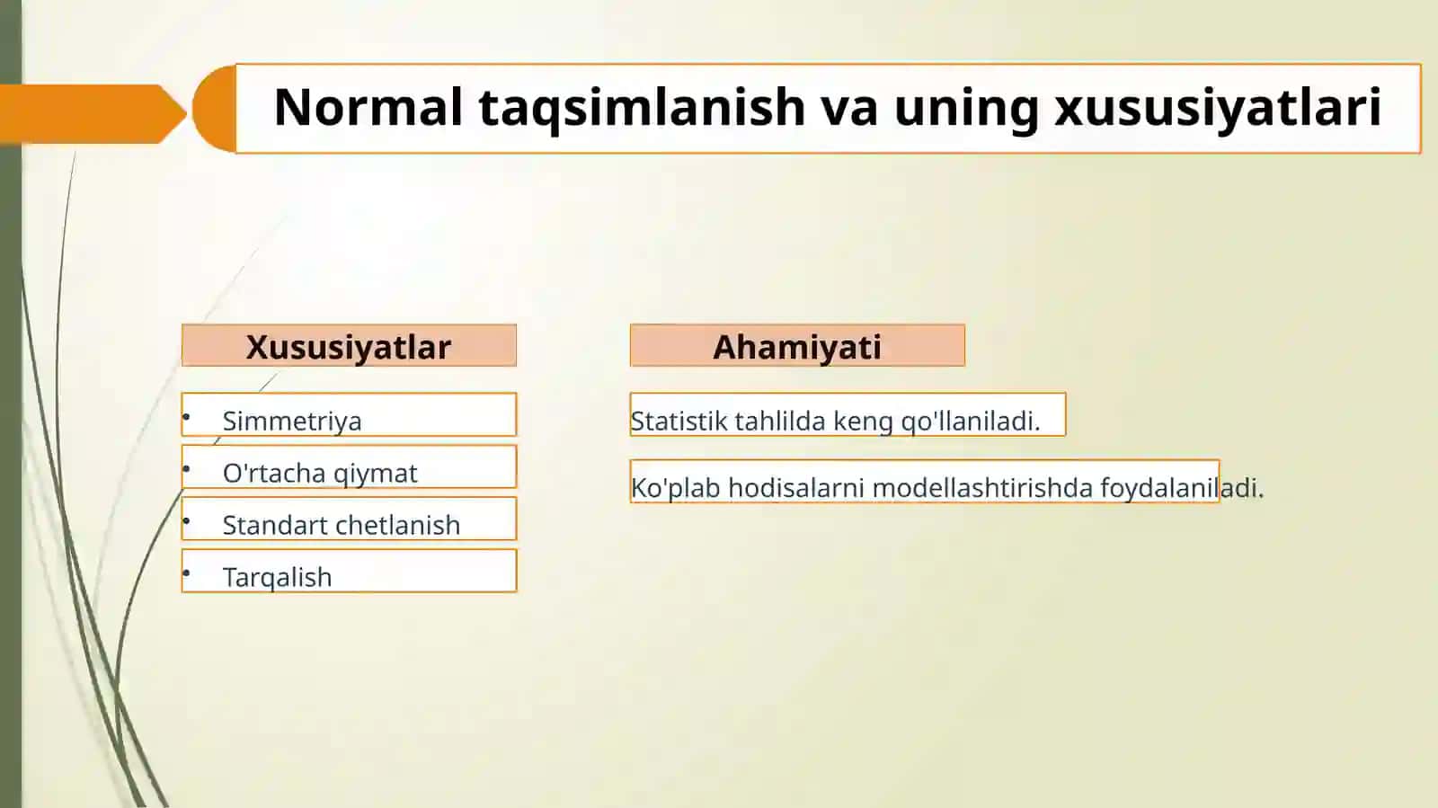 Normal taqsimlanish nazariyasi va uni amaliyotga tadbiq etish  haqida 4