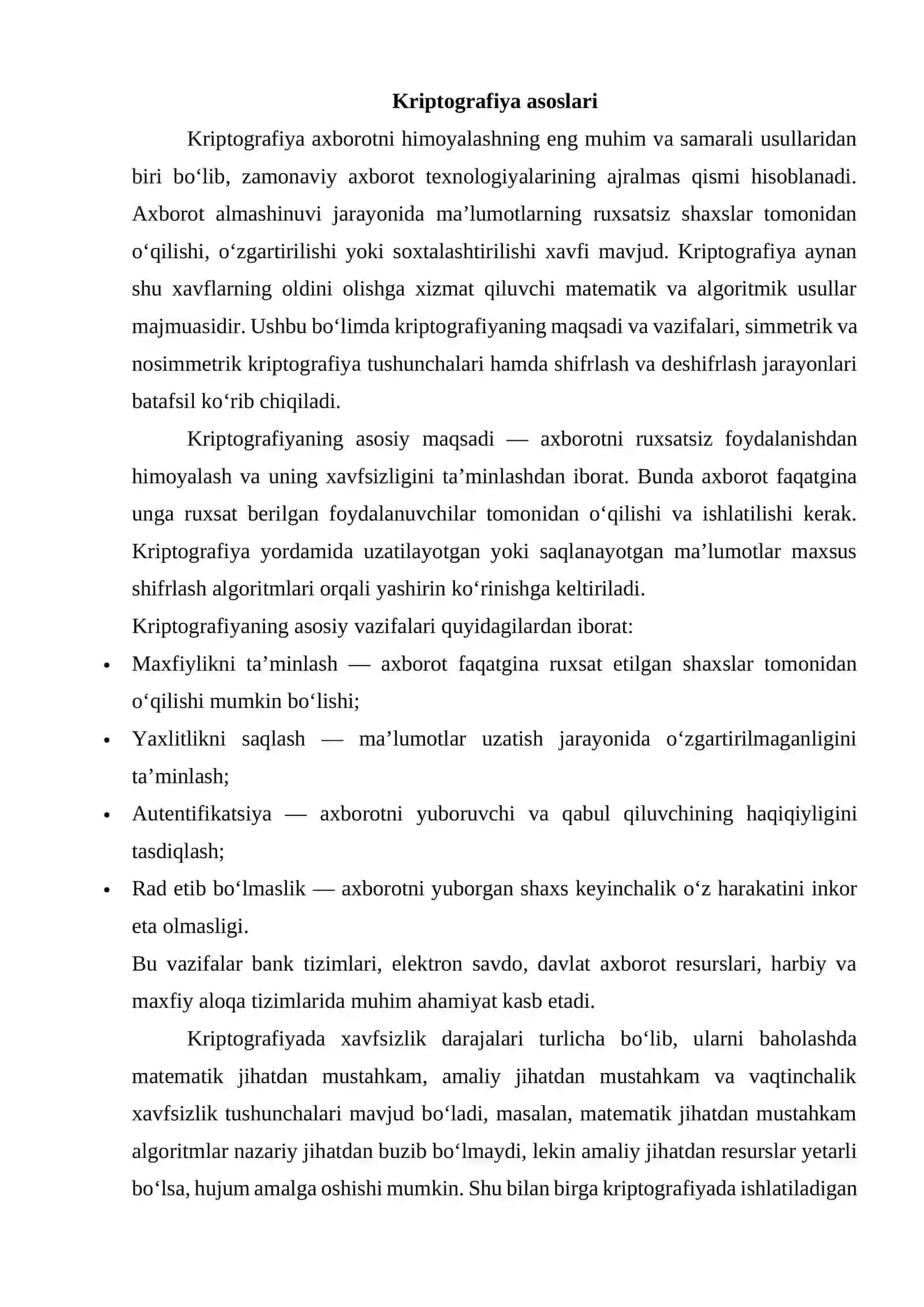 Mavzu: Kriptografiya va kodlash nazariyasining bog‘liqligi 4