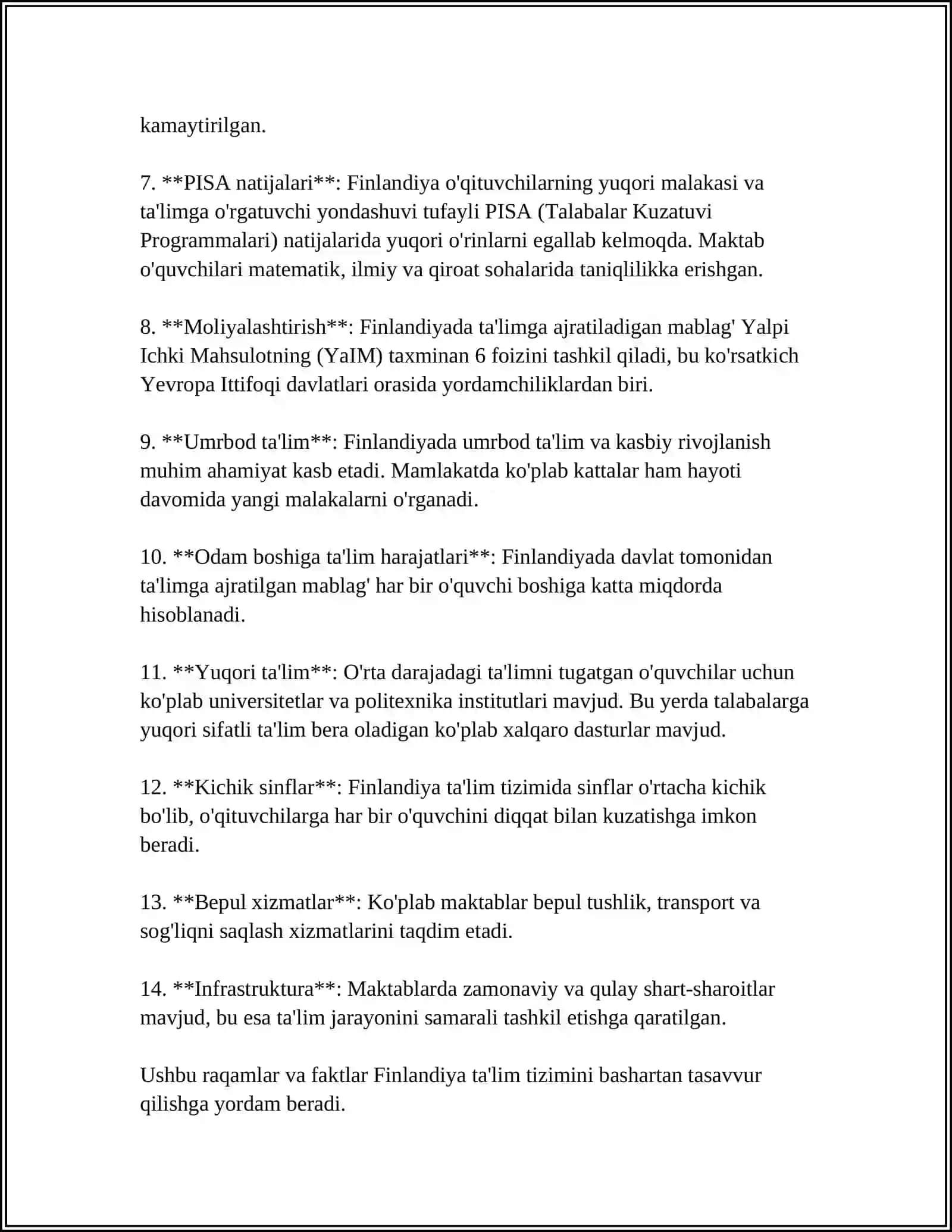 FINLYANDIYADA TA'LIMI TIZMI 4