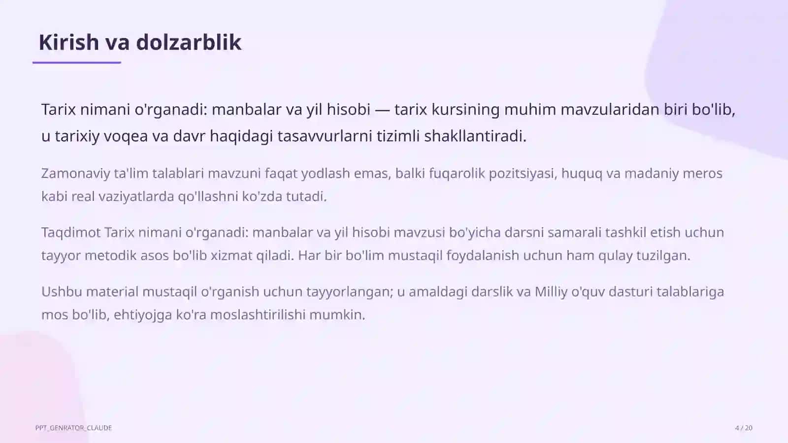 Tarix nimani o'rganadi: manbalar va yil hisobi (5-sinf) 4
