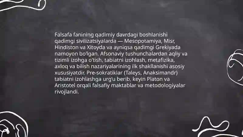 Falsafa fanining kelib chiqishi va rivojlanishi 4