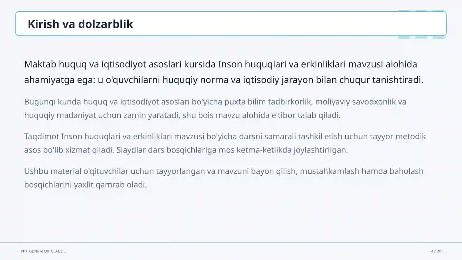 Inson huquqlari va erkinliklari (9-sinf) 4