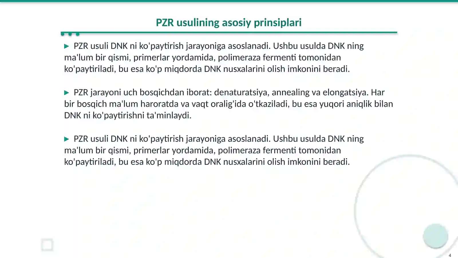 Molekular biologiya sohasida PZR usuli va uning fan rivojidagi yutuqlar 4