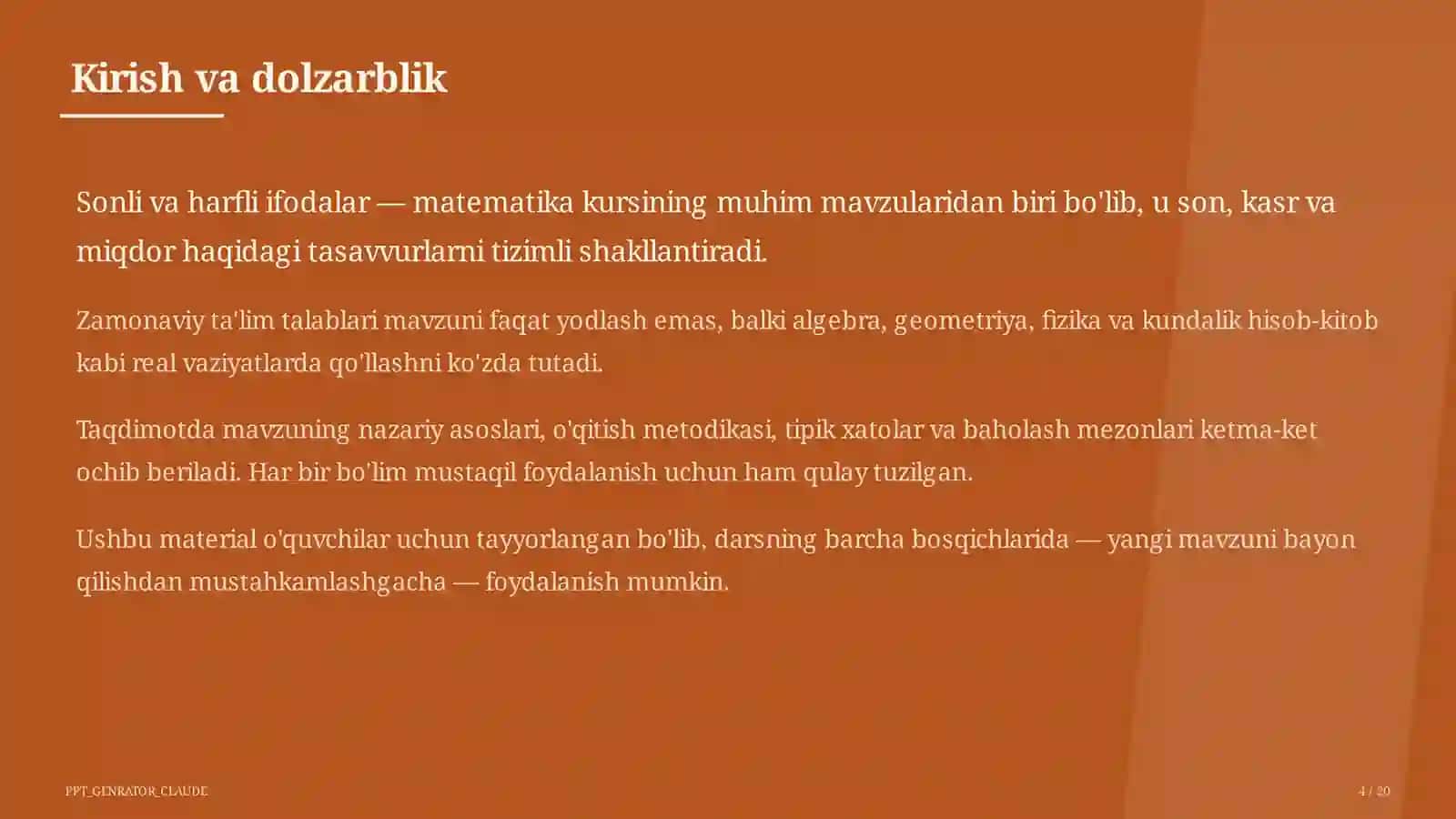 Sonli va harfli ifodalar (5-sinf) 4