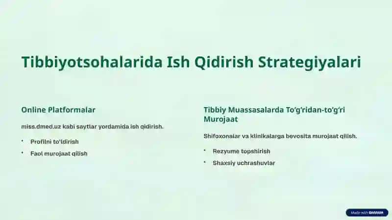 Tibbiyot Sohasida Ish Qidirish va Bemorlar Bilan Muloqot 4