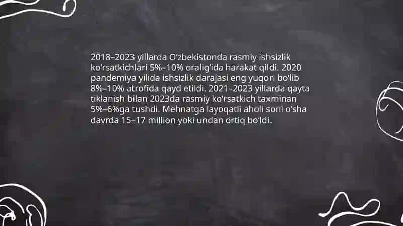 Ishsizlik uning oqibatlari Oʻzbekistonda ishsizlik koʻrsatkichlari 4