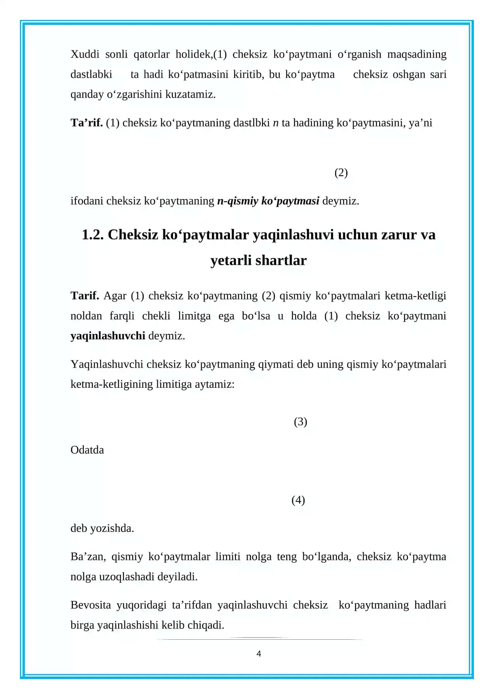 cheksiz koʻpaytmalar 4