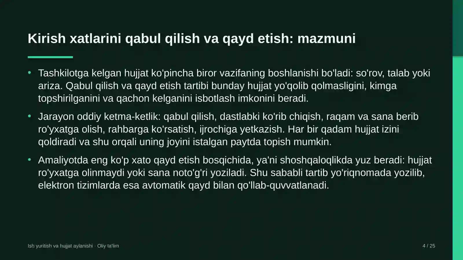 blogerlik faoliyatida kirish xatlarini qabul qilish va qayd etish 5833 4