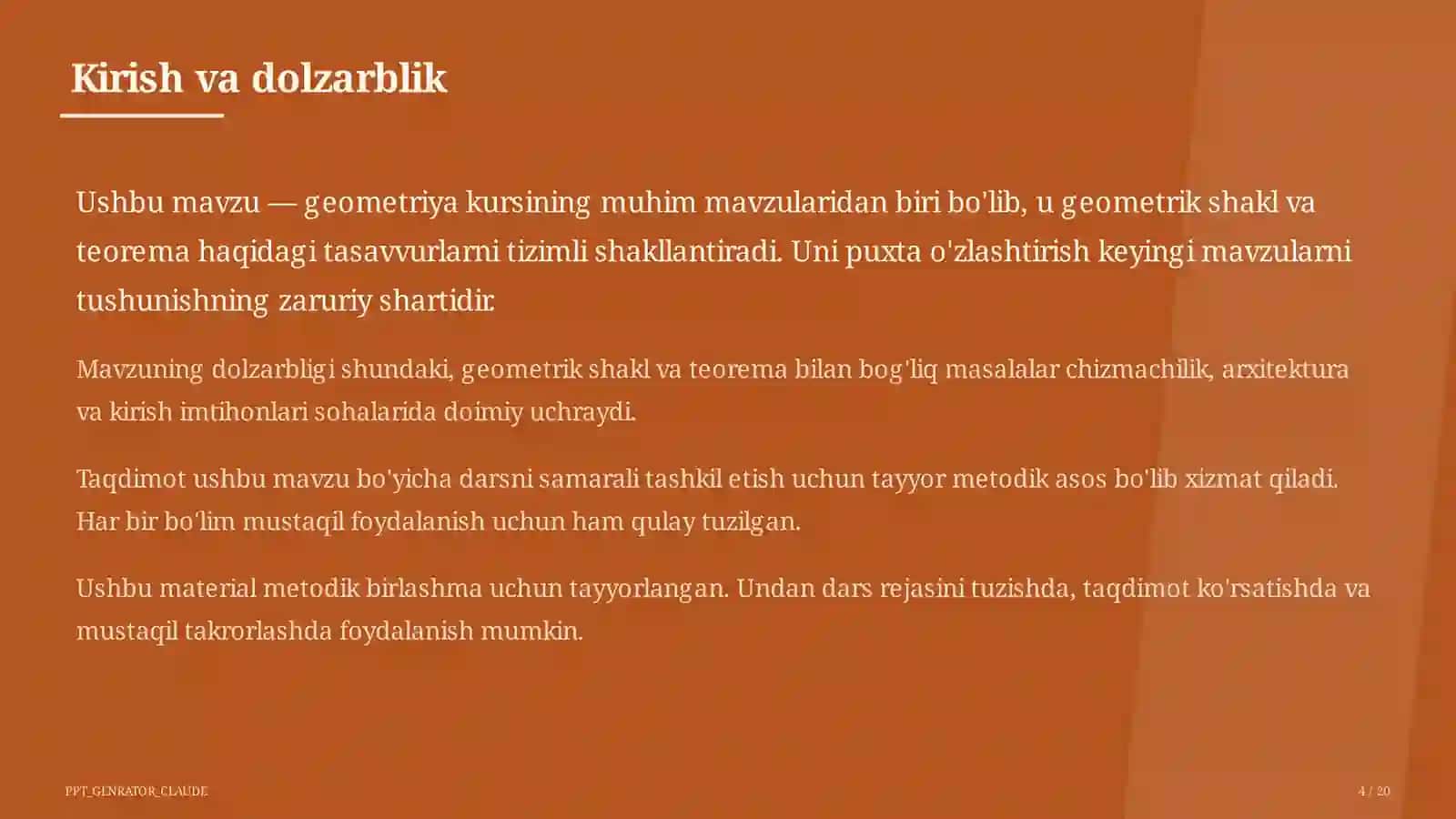 Geometriyaning boshlang'ich tushunchalari: nuqta, to'g'ri chiziq, kesma (7-sinf) 4