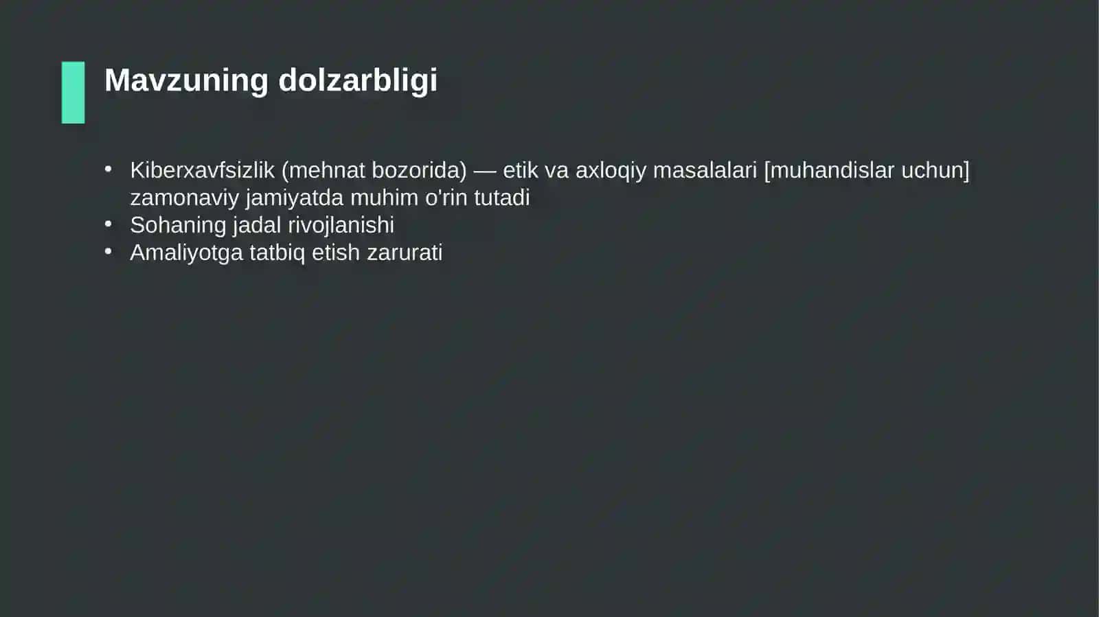 Kiberxavfsizlik (mehnat bozorida) — etik va axloqiy masalalari [muhandislar uchun] 4