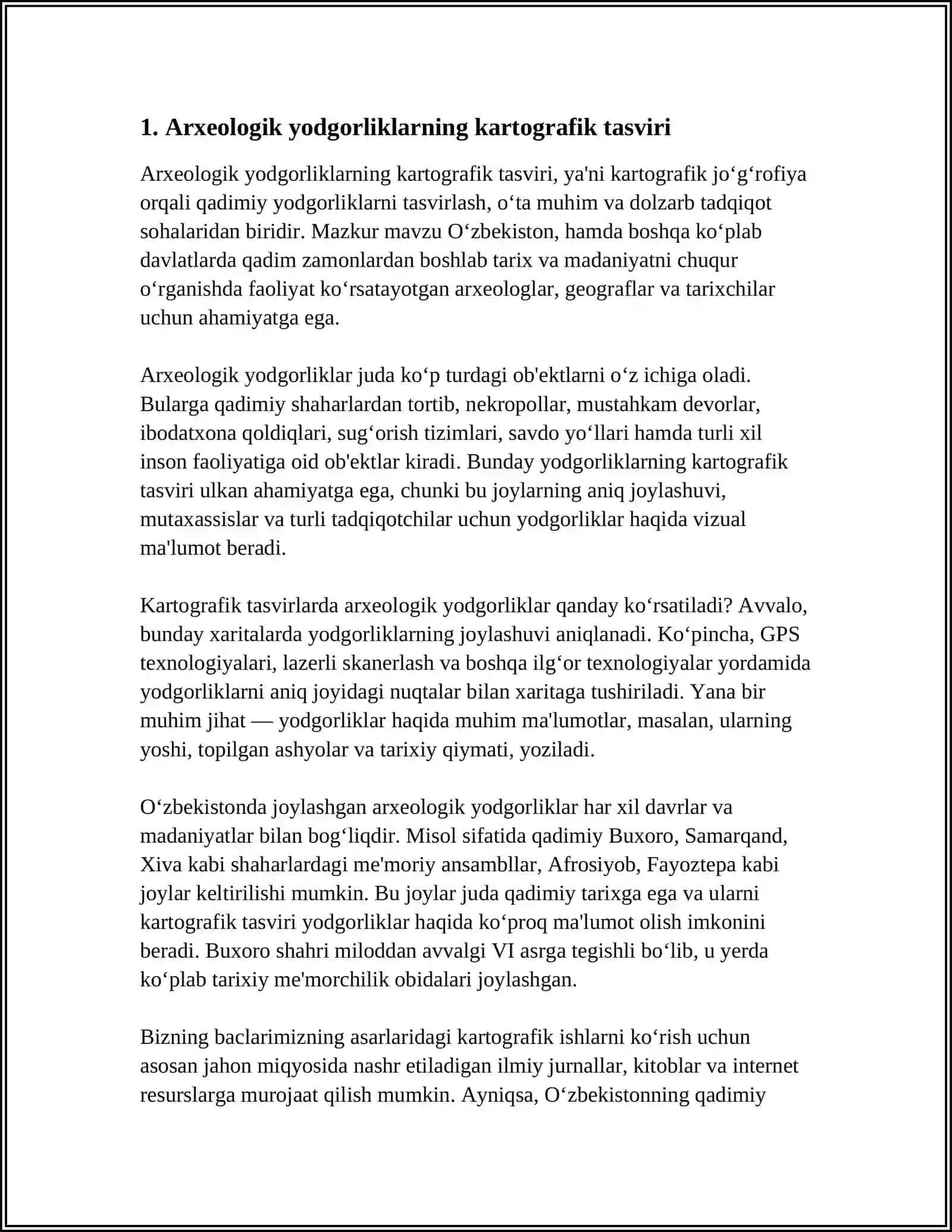 ARXEALOGIK YODGORLIK XARITASIDAGI ELEMENTLAR USTIDA ISHLASH 4