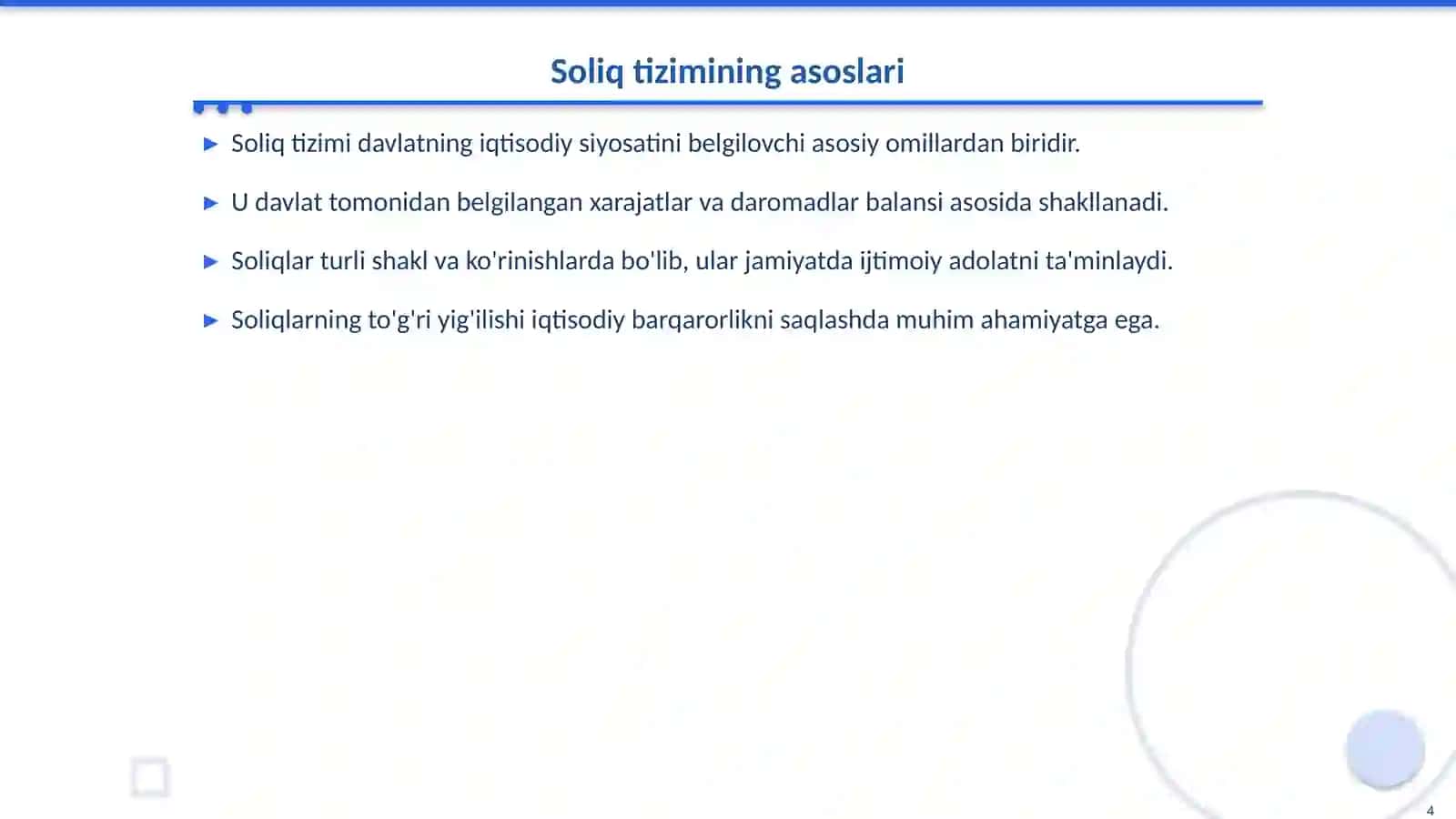 Davlat byudjeti daromadlari va soliqlar 4