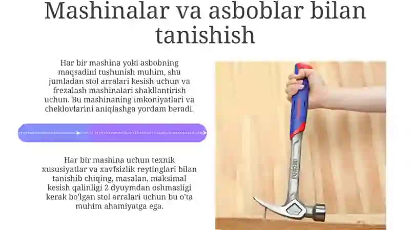 Duradgorlik dastgohlari va asboblaridan foydalanishda texnika xavfsizligi 4