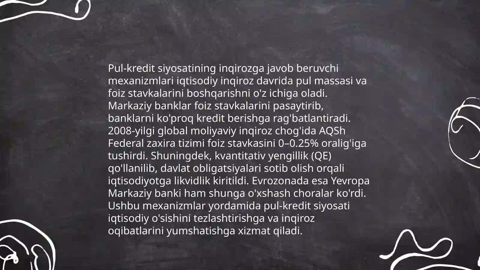 Fiskal va pul-kredit siyosatining inqirozga qarshi choralari va ularning oqibatlari 4