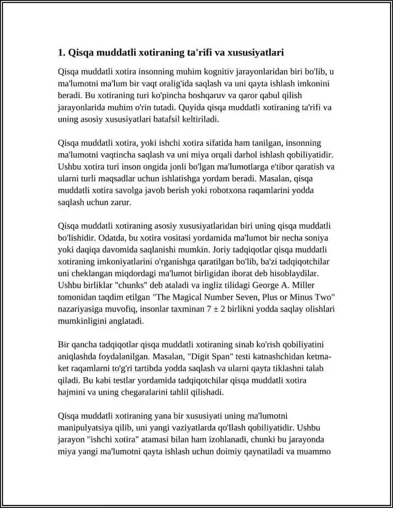 QISQA VA UZOQ MUDDATLI XOTIRA 4