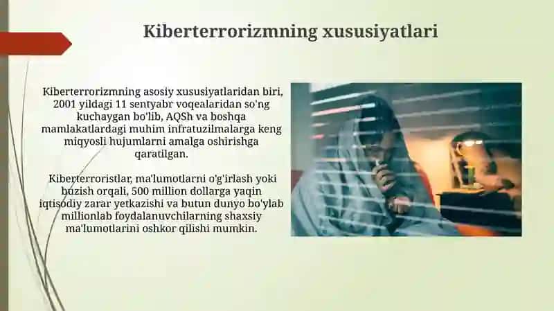 KIBER MAKON, KIBER TERRORIZM KIBER ZORAVONLIK TUSHUNCHALARINING MOHIYAT 4