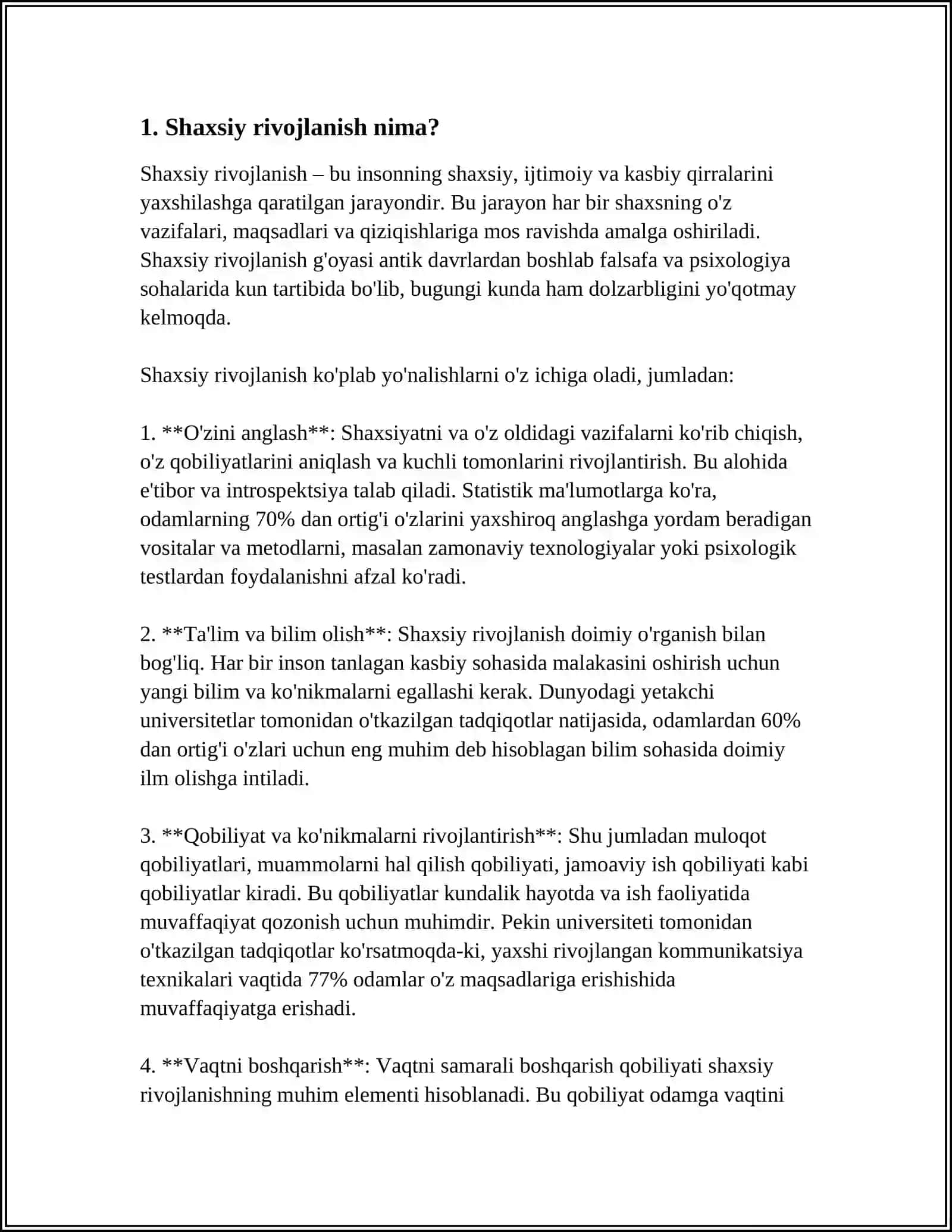 SHAXSIY RIVOJLANISHNI REJALASHTIRISH MAQSADI VA MOHIYATI.SWOT VA PEST TAHLILLARI 4